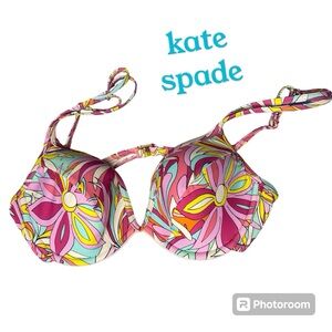 KATE SPADE Underwire Bikini Top In Pink Flower Pattern Medium